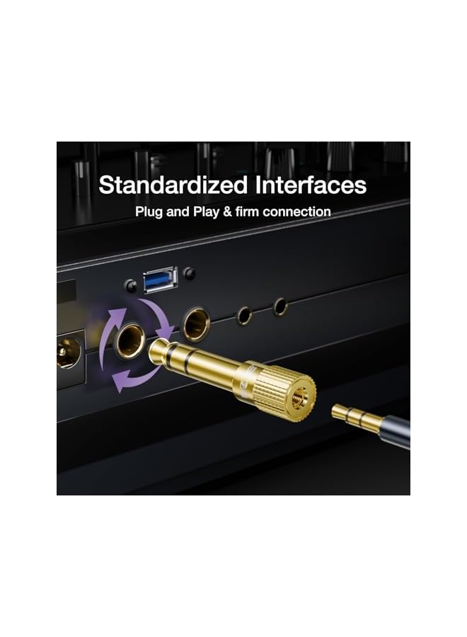 6.35mm (1/4 inch) Male to 3.5mm (1/8 inch) Female Stereo Audio Jack Adapter for Aux Cable, Guitar Amplifier, Headphone, 2 Pack - Image 5